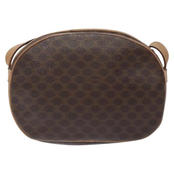 CELINE Macadam Canvas Shoulder Bag Pvc Leather Brown Gold - Picture 3 of 12